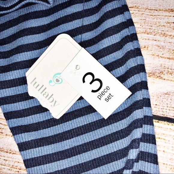 Lullaby Lane Blue Striped Infant 3 Piece Outfit Size 6-9M - Picture 5 of 6